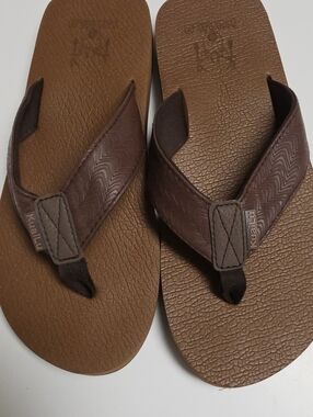 KuaiLu Men's Yoga Mat Leather Flip Flops - Arch Support Thong Sandals - Size 9